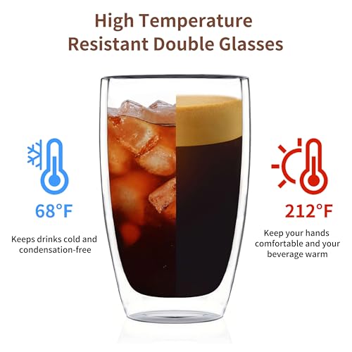 17oz Double Wall Glass Coffee Mugs Set of 48 (48 Count)