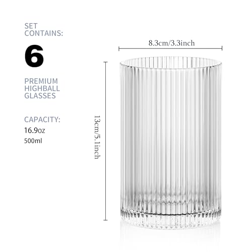 Vintage Ribbed Glassware Set (6 Count)