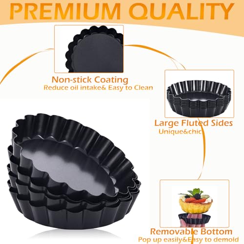 Tart Pan Set 10 & 9 Inch Tart Pans with 5 & 4 Inch Mini Tart Pans Removable Bottom