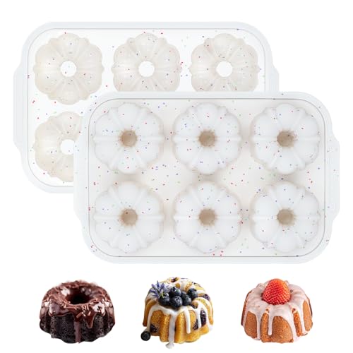 3 Inch Mini Fluted Tube Cake Pans for Baking with Metal Reinforced Frame (2 Count)