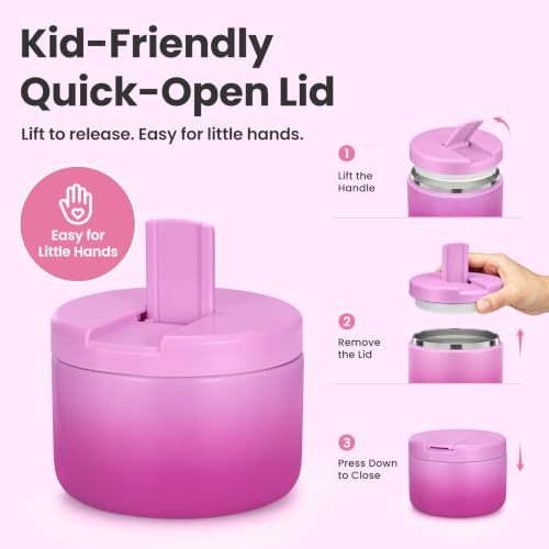 12oz Insulated Vacuum Food Jar with Buckle Lid Wide Mouth Soup Thermo for Hot Food Kids Leakproof Stainless Steel Lunch Container