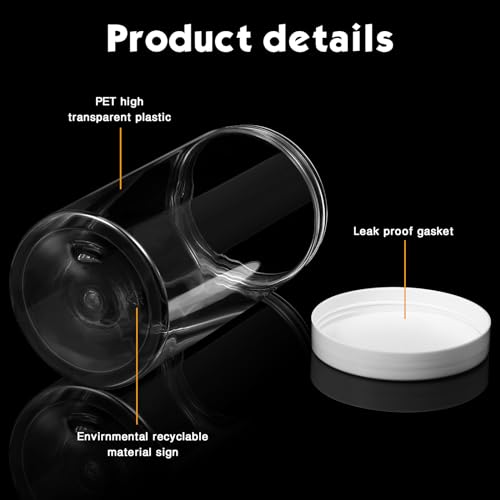 4 Pcs Plastic Jars Wide Mouth with Lids