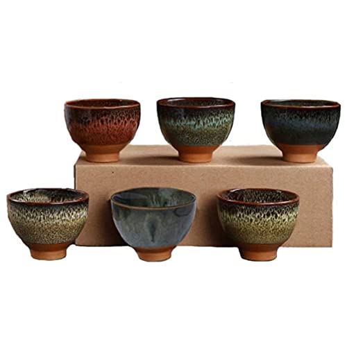 6PCS Handmade Ceramic Tea & Sake Cups (6 Count)