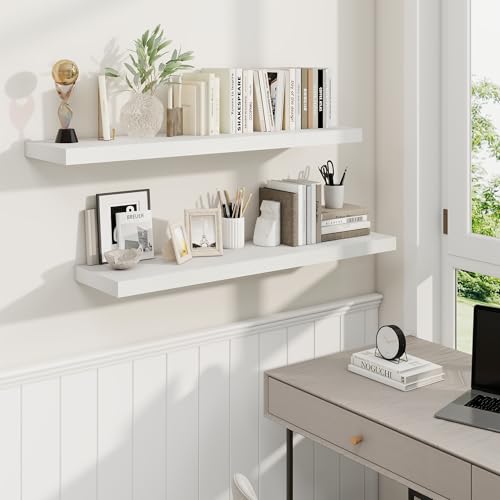 40 Inch White Floating Shelves (2 Count)