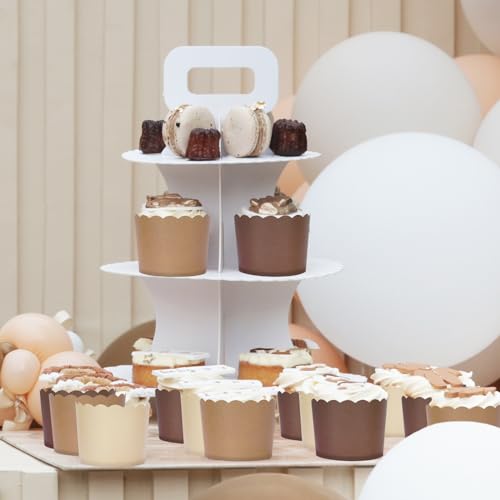120Pcs Brown Paper Baking Cups Scalloped Edge Cupcake Wrappers Gradient Brown Cupcake Muffin Cases for Wedding Birthday Baby Shower (120 Count)