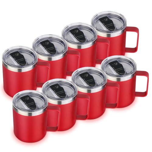 14oz Insulated Stainless Steel Coffee Mug with Lid Bulk 8 Pack (8 Count)