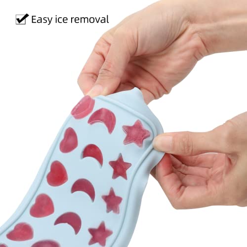 Moon Stars and Heart Ice Cube Tray Silicone Molds with Liquid Dropper