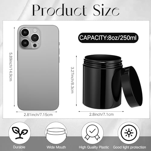 4 Pcs Plastic Jars Wide Mouth with Lids (4 Count)