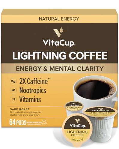 Lightning 2X Caffeine Dark Roast Coffee Pods (64 Count)