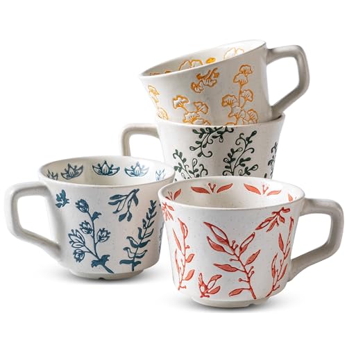 Ceramic Mugs 11 oz Unique Luxurious Cups Set of 4