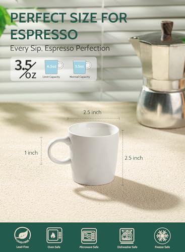 3.5oz Porcelain Espresso Cups Set of 4 (4 Count)