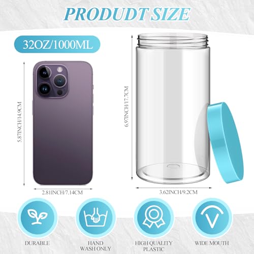4 Pcs Plastic Jars Wide Mouth with Lids (4 Count)