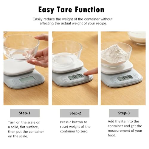 Small Food Scale Digital Kitchen Scales Weight Grams Ounces White
