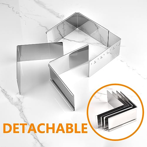 Stainless Steel Extensible Cake Ring Detachable Square Cake Mold Mousse Ring Nonstick Cheesecake Mould Pastry Shaping for Baking