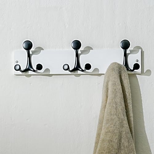 17 Inch White Wood Coat Rack Wall Mount with 3 Triple Hooks (2 Count)