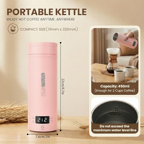 Pink Portable Electric Kettle forTravel