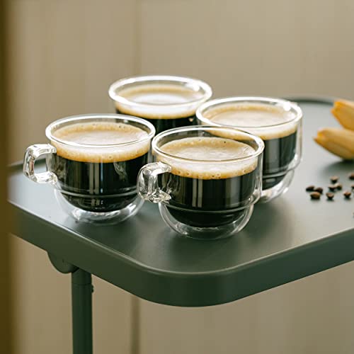 BTaT Double Walled Stackable Glass Coffee Mugs (4 Count)
