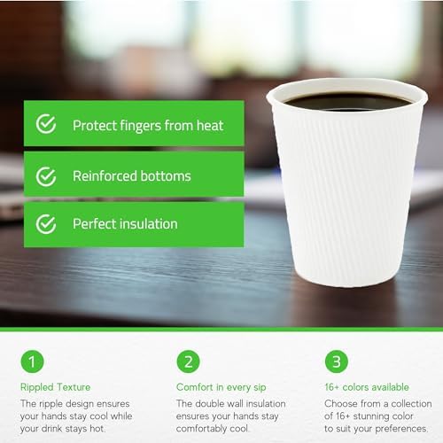 12 Ounce Double Wall Disposable Coffee Cups (500 Count)