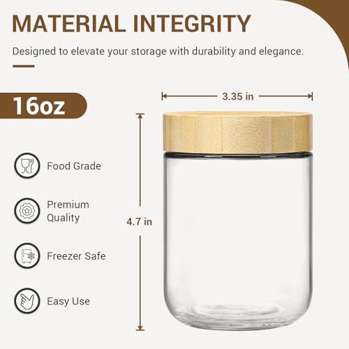 6 pack 16oz Glass jars with Airtight Lids