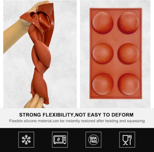 Large 6 Cavity Semi Sphere Silicone Mold