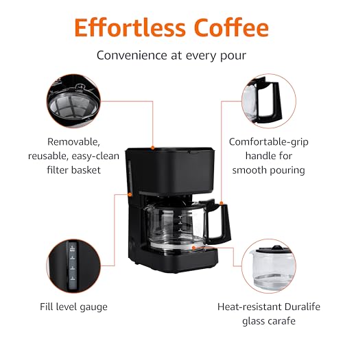 5 Cup Drip Coffee Maker with Glass Coffee Pot