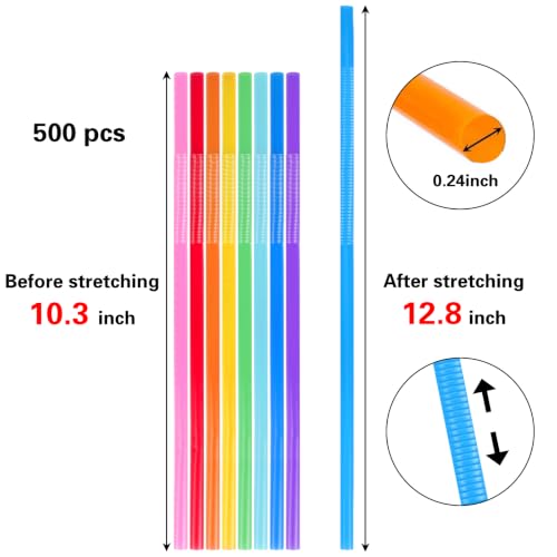 10.3" Flexible Bendy Disposable Drinking Straws (500 Count)