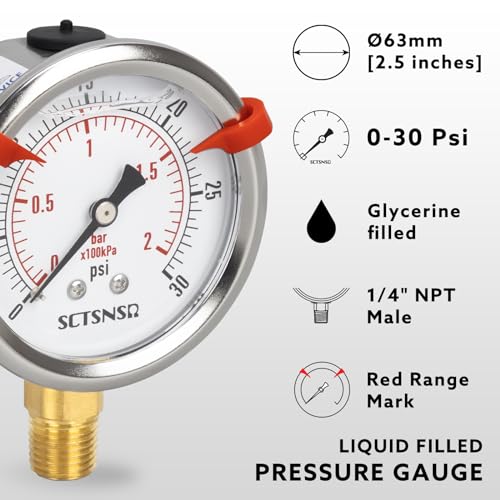 0 to 30 Psi Pressure Gauge