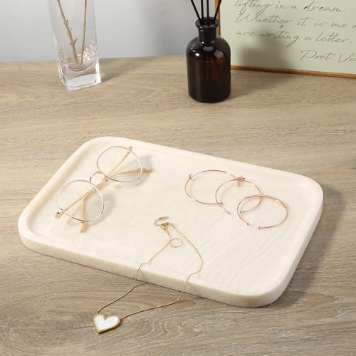 Marble Tray 12"x8" Marble Vanity Tray for Countertop Bathroom Kitchen Dresser