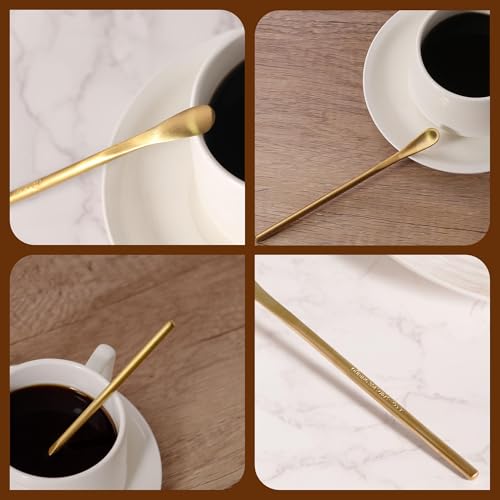 5.9 Inch Metal Stir Sticks with Spoon End SUS304 Steel Coffee Stirrer (4 Count)