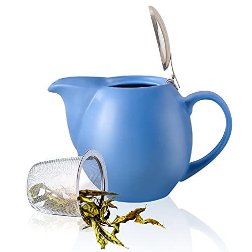 32 ounce Blue Porcelain Tea Pot