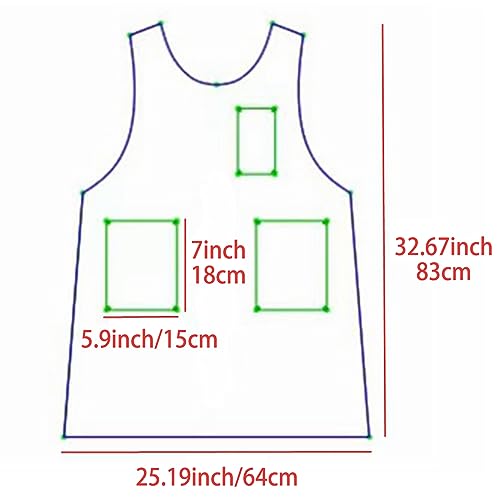 Unisex Cobbler Apron with 3 Deep Pockets Smock Vest Apron