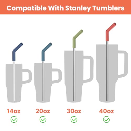 6 Pack Metal Straws with Silicone Tip Fit for Stanley 14 (6 Count)