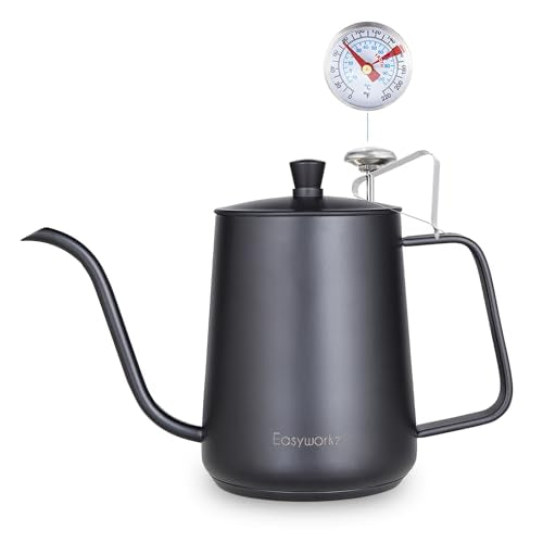 Gooseneck Pour Over Coffee Kettle 30 fl oz with Thermometer Stainless Steel Hand Drip Coffee Pot With Long Narrow Spout