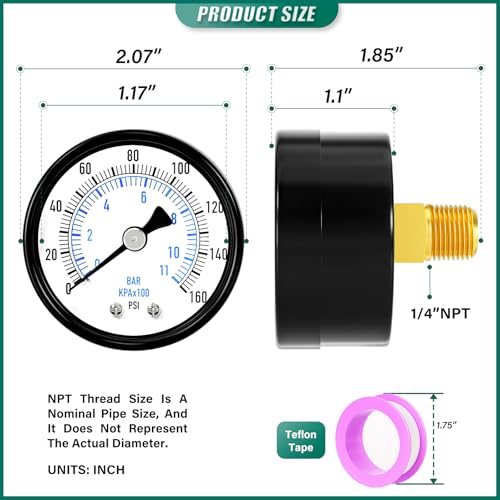 0 160psi Well Pump Pressure Gauge 1