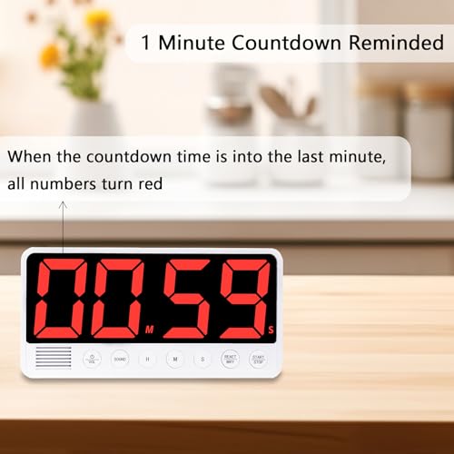 Digital Kitchen Timer with Extra Large LED Display Black