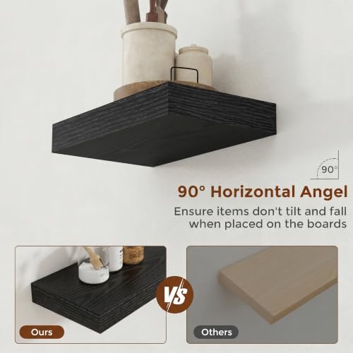 12 Inch Floating Shelves for Wall Black Shelves Set of 2