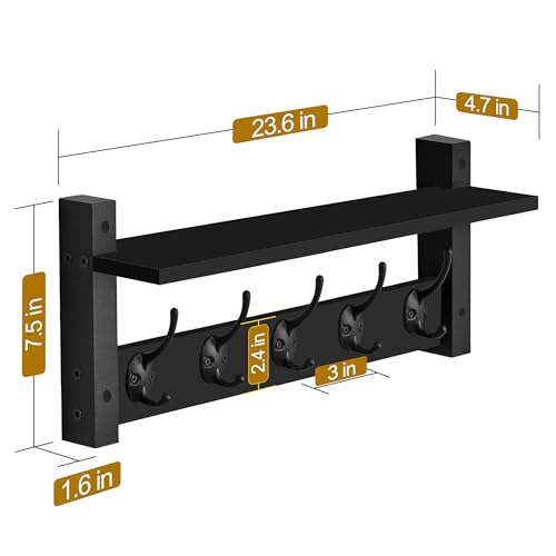 Coat Rack Wall Mount with Shelf