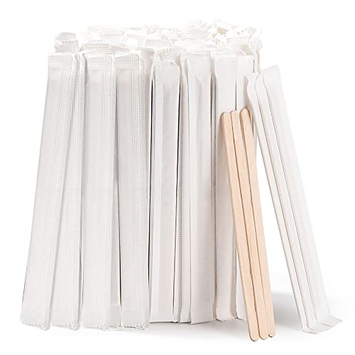 200pcs Individually Wrapped Coffee Stirrers Wood