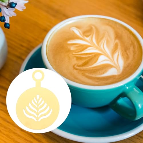 Coffee Latte Art Stencils 4 Pcs Metal Coffee Stencils for Cappuccino Chocolate Decoration Milk Foams Templates Flower Mold 4.72X3.34In