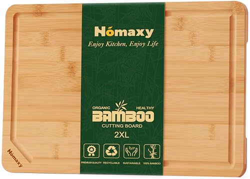 2XL Organic Bamboo Cutting Boards for Kitchen
