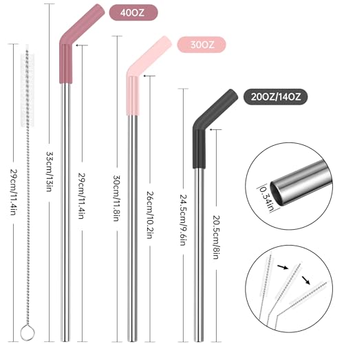 6 Pack Metal Straws with Silicone Tip Fit for Stanley 14 (6 Count)