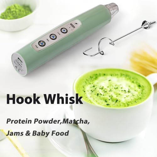 Milk Frother Wand Rechargeable Handheld Electric Whisk 3 Speed Adjustable