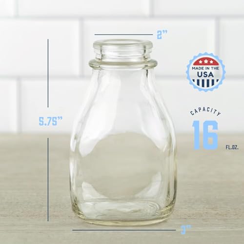 16 Oz Glass Milk Jug with Caps