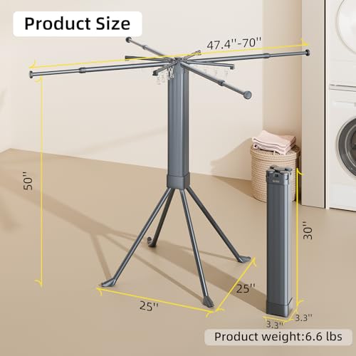 Clothes Drying Rack Foldable Extending Laundry Rack with 16 Clips Collapsible Clothing Rack Space