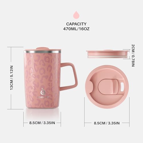 16 oz Insulated Coffee Mug with Lid and Handle