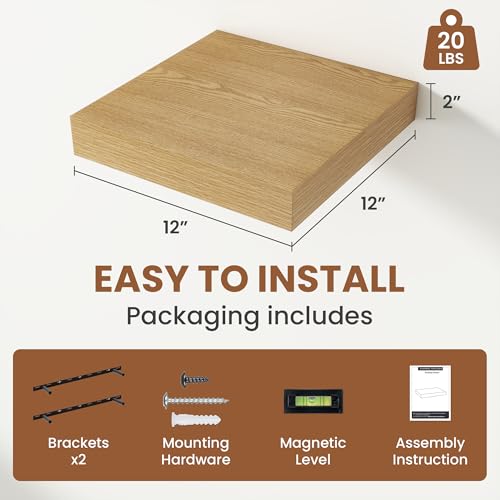 Square Floating Shelves 12x12” Set of 2 (2 Count)