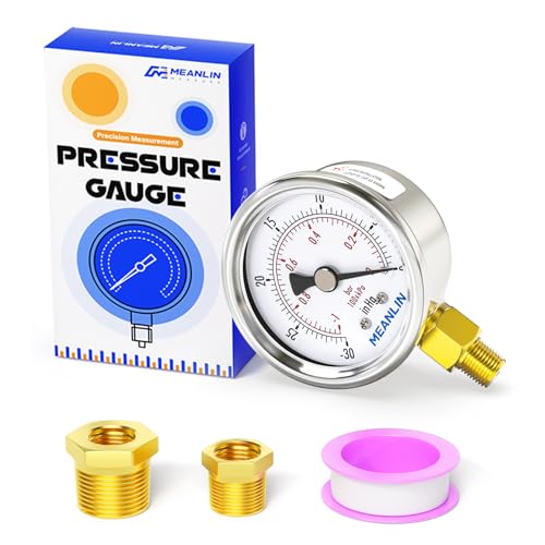 30inHG~0Psi Vacuum Gauge Stainless Steel 1