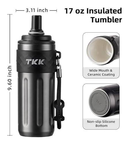 17 OZ Travel Tumbler Ceramic Lining with Straw Lid