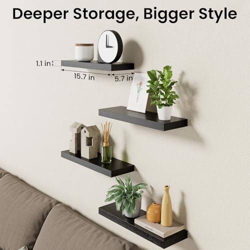 Black Floating Shelves 15.7in