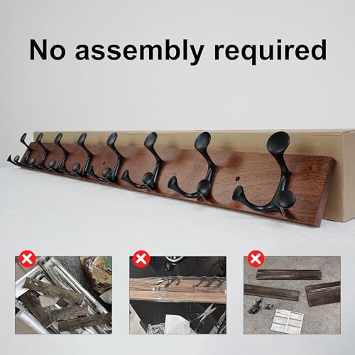 43 Inch Wood Coat Rack Wall Mount with 8 Triple Hooks (2 Count)